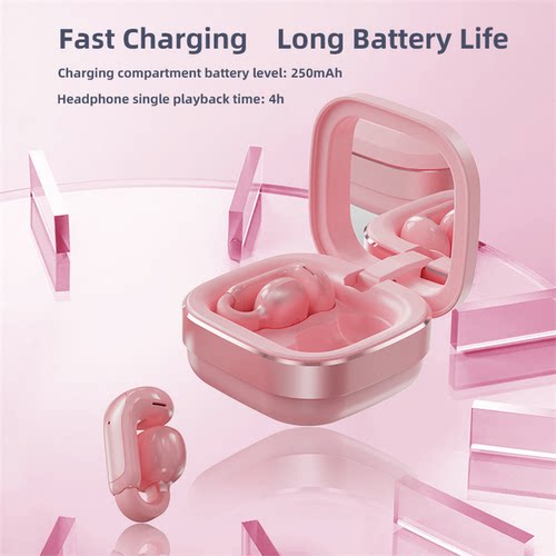 Ear Clip Bluetooth Earphone Equipped With Makeup Mirror