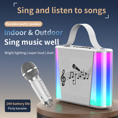 RGB Light Karaoke Machine Bluetooth 5.3 Speaker 2 Microphone
