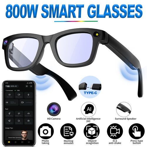 AI Smart Glasses 800W Camera Video Translator Sunglasses