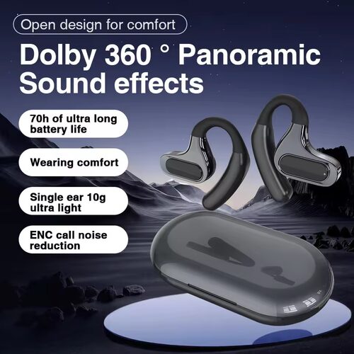 ear hanging wireless Bluetooth earphones support 2 devices
