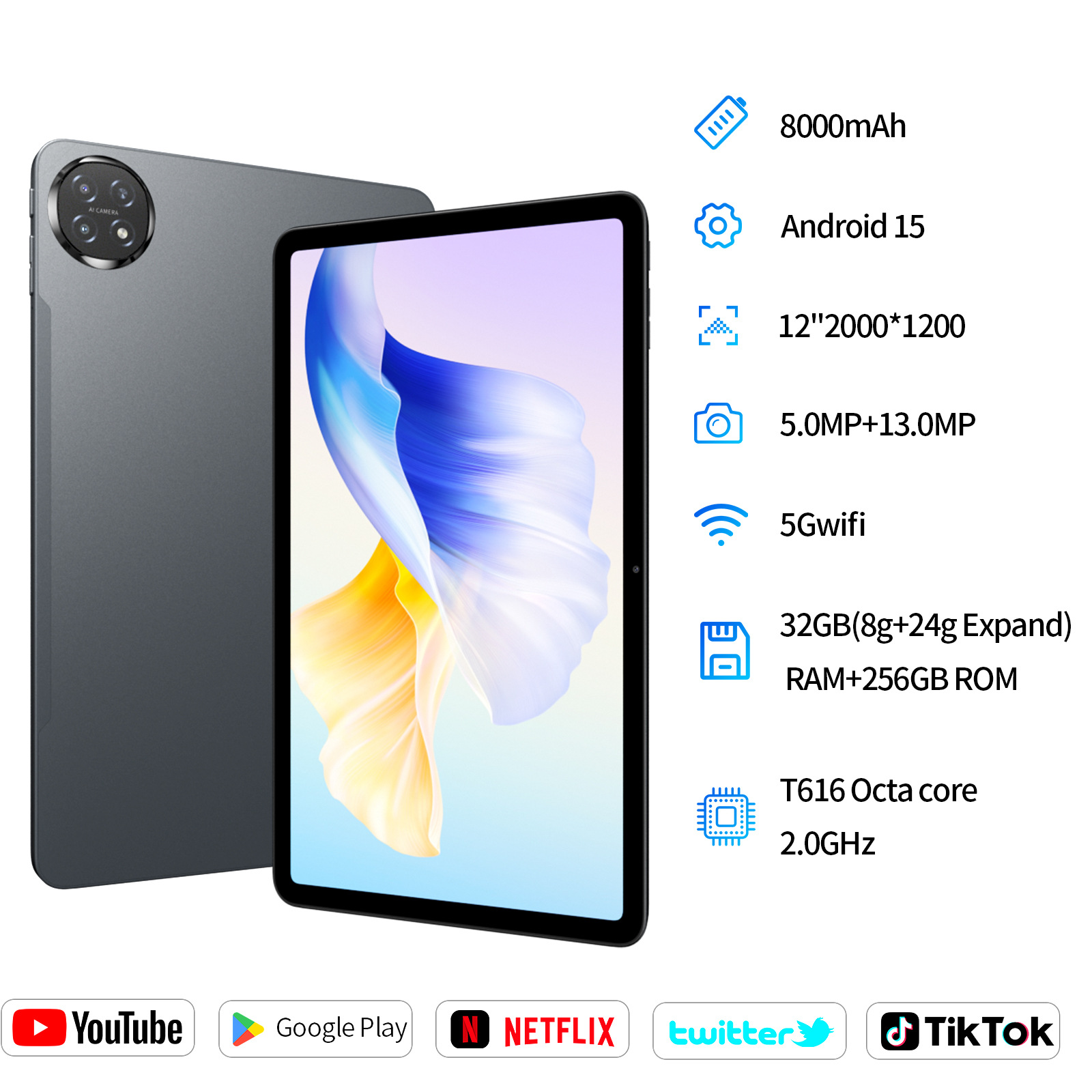 global version 12 inch tablet computer googleplay 2K screen 4G SIM education pad