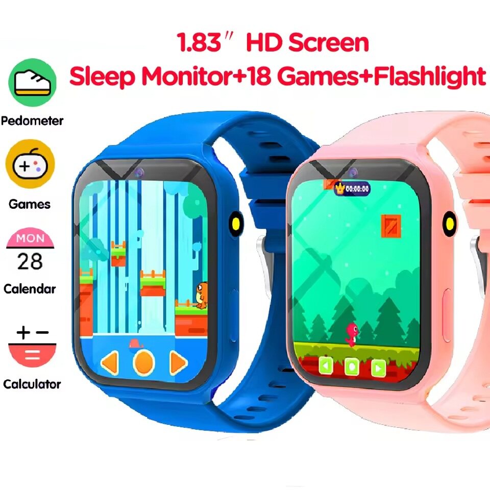Kids Smart Watch 18 Games Sleep Monitor Camera Alarm Clock