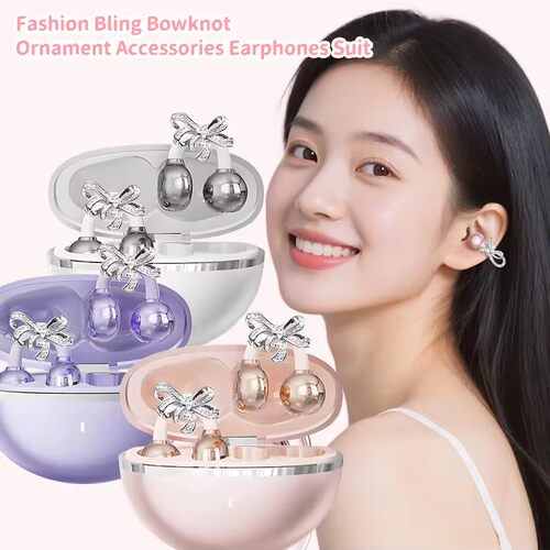 AI Sparkling Bowknot Jewelry Earbuds translator headphone