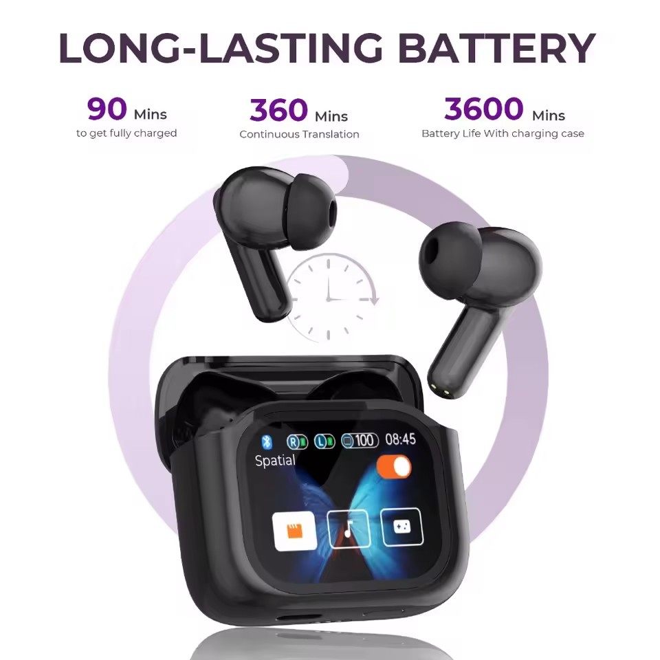 Bluetooth Translation Headset Color Touch Display Earphone