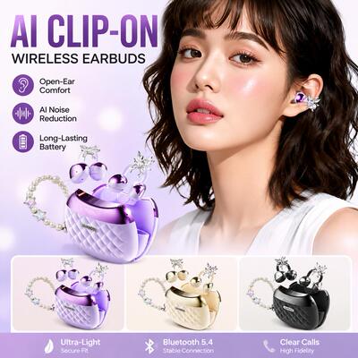 Ear Clip Earbuds Bluetooth ENC Noise Cancelling Earphone