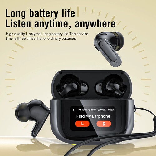 Touch Screen Headphones ANC Bluetooth Earphones mic earbuds