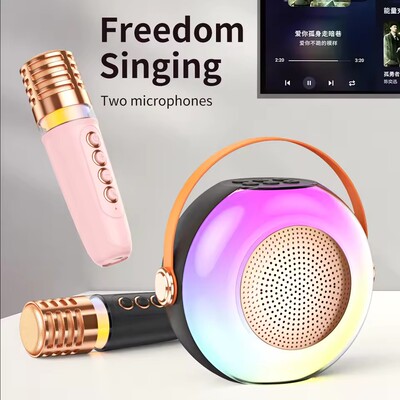 Bluetooth A6 Karaoke Machine Speaker System Microphones