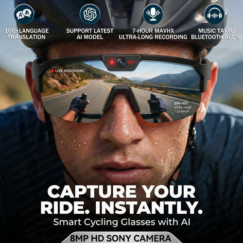 AI Smart Sports Glasses 800W Camera Bicycle Riding Goggles