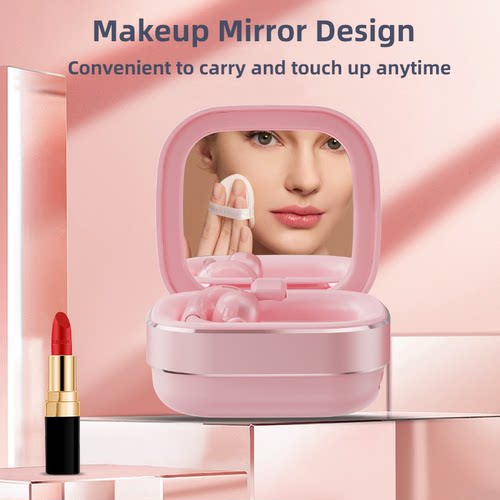 Ear Clip Bluetooth Earphone Equipped W/ Makeup Mirror Light