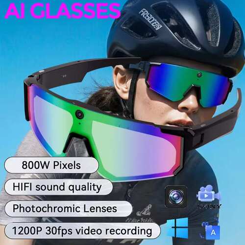 Smart Glasses 8MP Camera  AI Bluetooth Cycling sunglasses