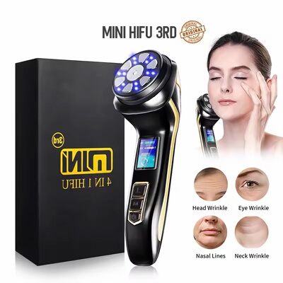 4 IN 1 Mini HIFU Machine EMS Pulse Warm Up Facial Massager
