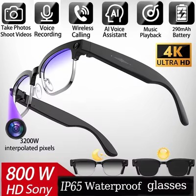 4K Smart AI Glasses 8MP Camera Recording Videos translation BT Call Photochromic Sunglasses