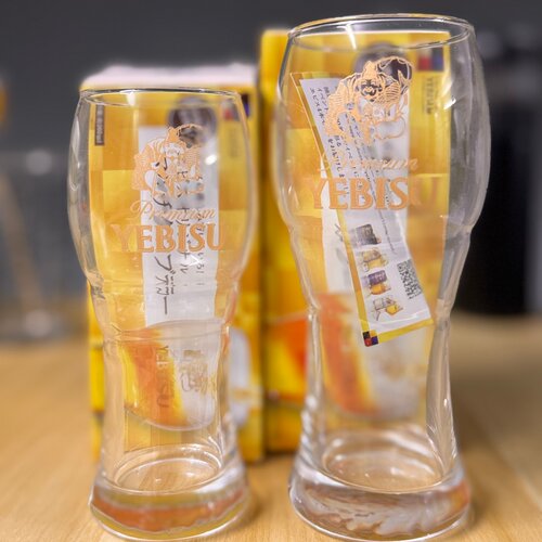 日本本土SAPPORO惠比寿啤酒杯玻璃杯三宝乐杯子YEBISU带盒送礼