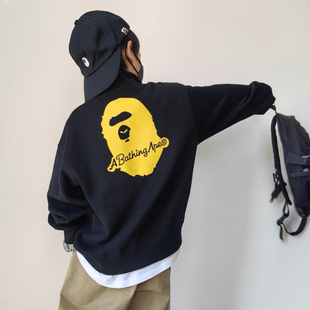 24秋季中大童半拉链立领卫衣男女童日系猿猴刺绣宽松百搭上衣潮童