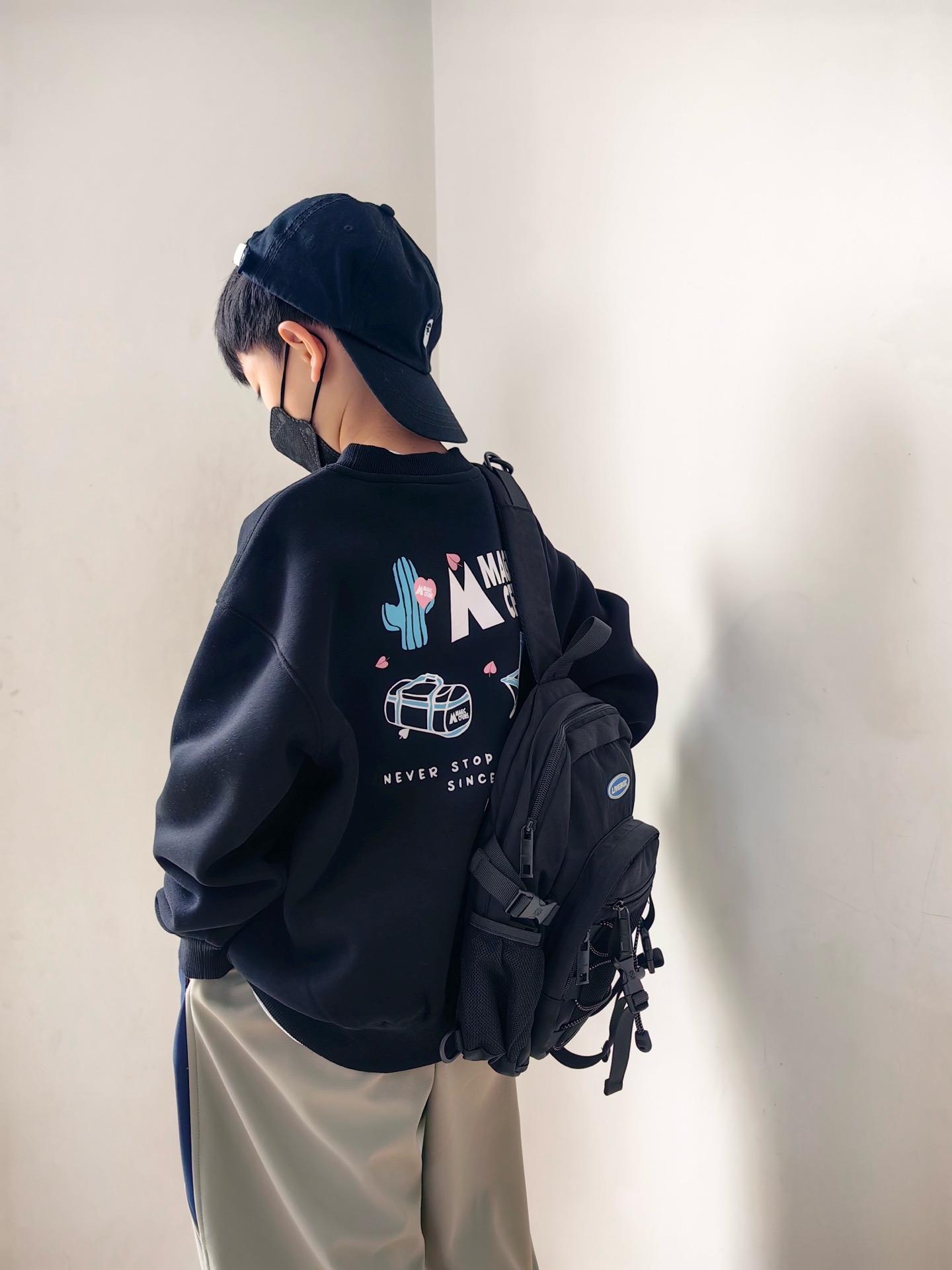 25冬季儿童奥粒绒一体加绒加厚卫衣男童女童户外印花圆领保暖上衣