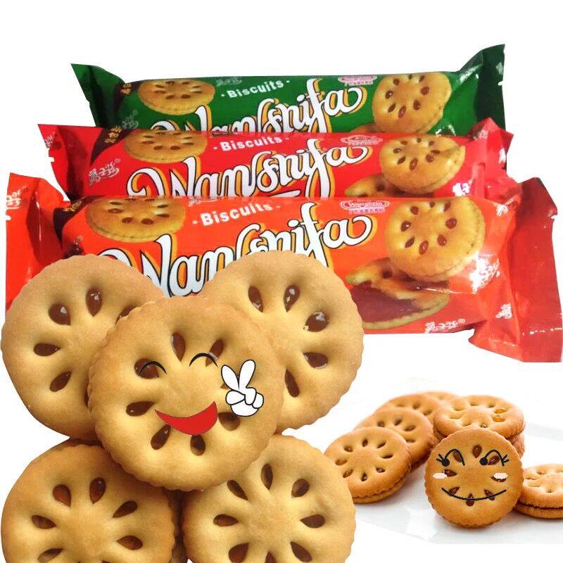 满8包包邮万士发凤梨果酱味夹心饼干100g 商场热卖休闲下午茶点心