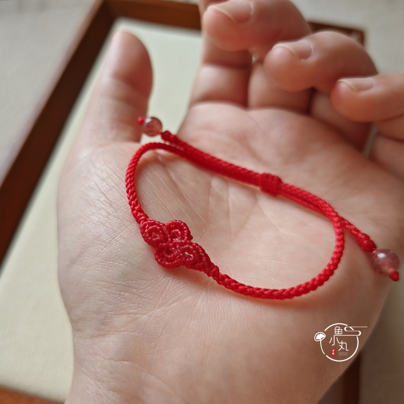 鱼小丸手作手编红绳福运手链心意满满礼物macrame视频教程材料包