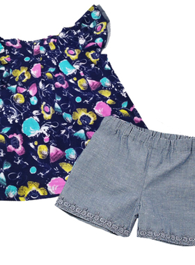 日本贵牌ANNA SUI安娜苏女童夏季短袖上衣+紫色短裤(可分)7372230