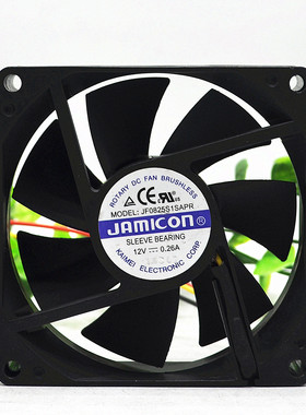 原装JAMICON JF0825S1SA-R 12V 0.26A 8CM 8025 3线 UPS 静音风扇