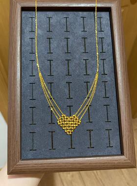 精致闪耀轻奢设计感金色爱心拼接项链时尚百搭送女友礼物