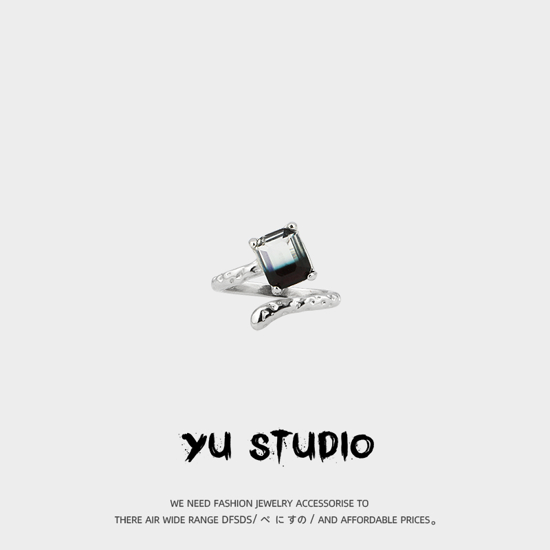YUSTUDIO男女同款镀银中性风戒指