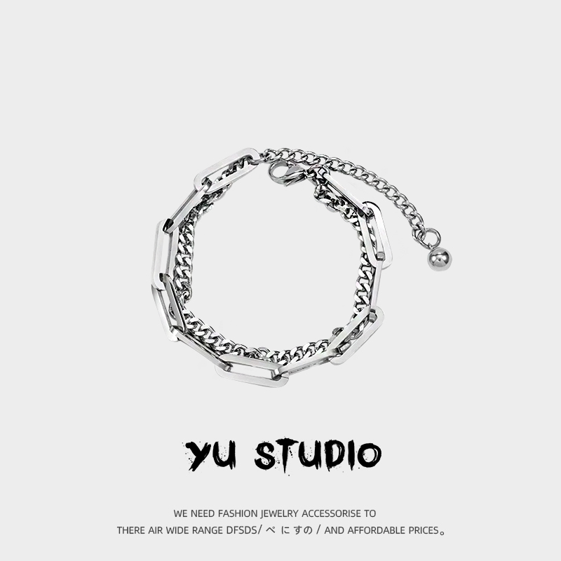 yu原创ins小众设计双层钛钢手链