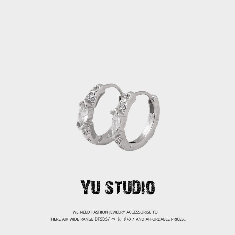 YUSTUDIO环保铜情侣锆石高级耳环