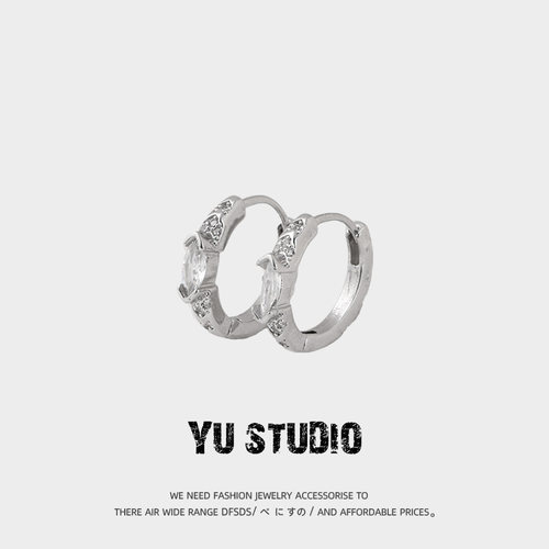 YUSTUDIO环保铜情侣锆石高级耳环