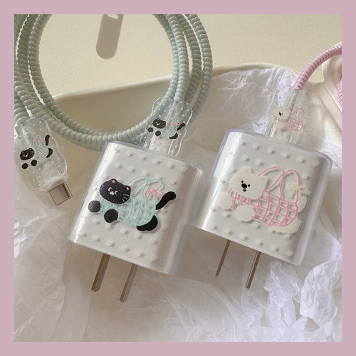 网格袋小狗数据线保护套