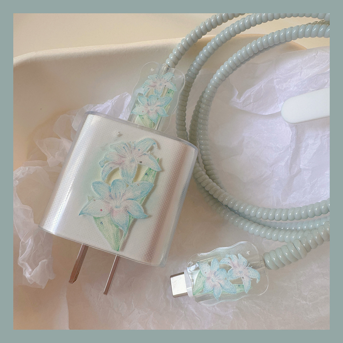 清新百合数据线保护套