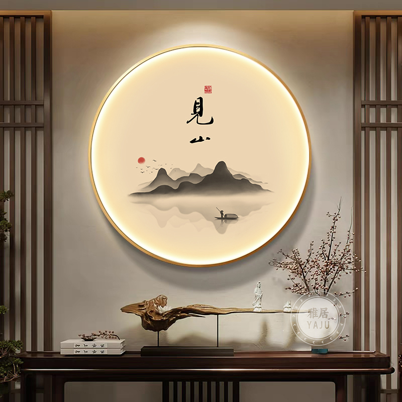 见山玄关装饰画中式禅意装饰灯画