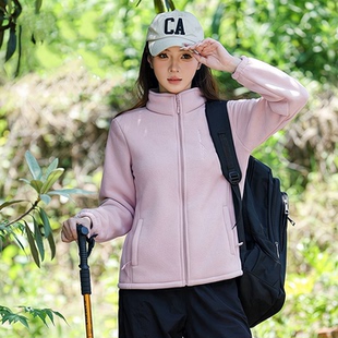 棉服新款 女士加绒加厚外套女装 抓绒摇粒绒妈妈保暖户外卫衣秋冬季