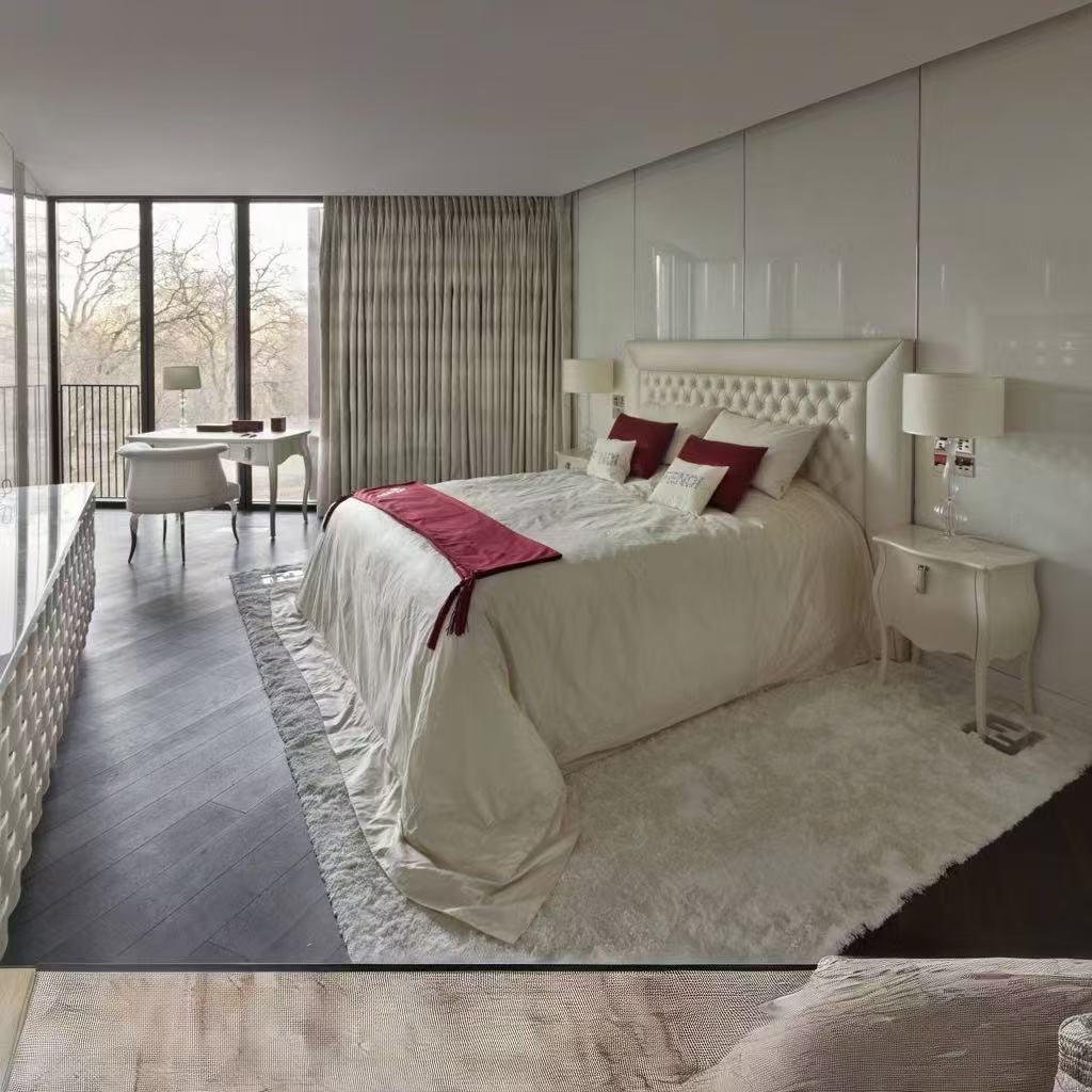 别墅家具定制意大利真皮床轻奢现代时尚双人床真皮床布艺床定制