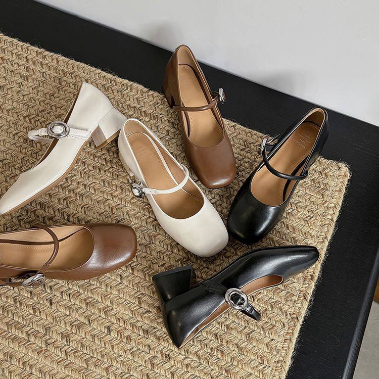 小香风精致扣件里外全皮粗跟圆头玛丽珍单鞋2025春季复古浅口女鞋,运动/瑜伽/健身/球迷用品,广场舞鞋,淘宝优惠券,粉丝福利购,淘宝优惠卷