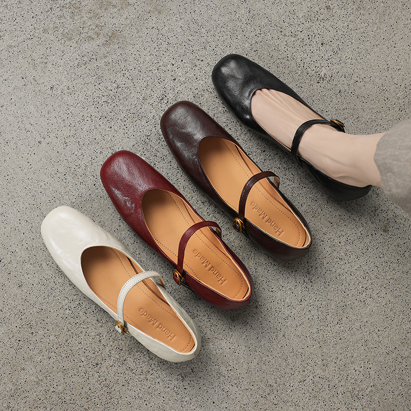 2024舒适3.5cm法式晚风内增高玛丽珍小皮鞋女粗跟中跟一字扣单鞋