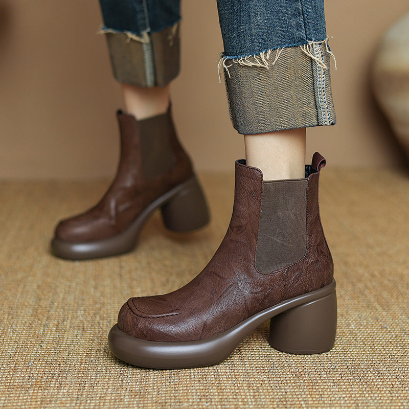 厚底粗跟马丁靴女真皮防水台短靴2024新款冬季小个子高跟时装单靴,户外/登山/野营/旅行用品,登山鞋/徒步鞋,淘宝优惠券,粉丝福利购,淘宝优惠卷