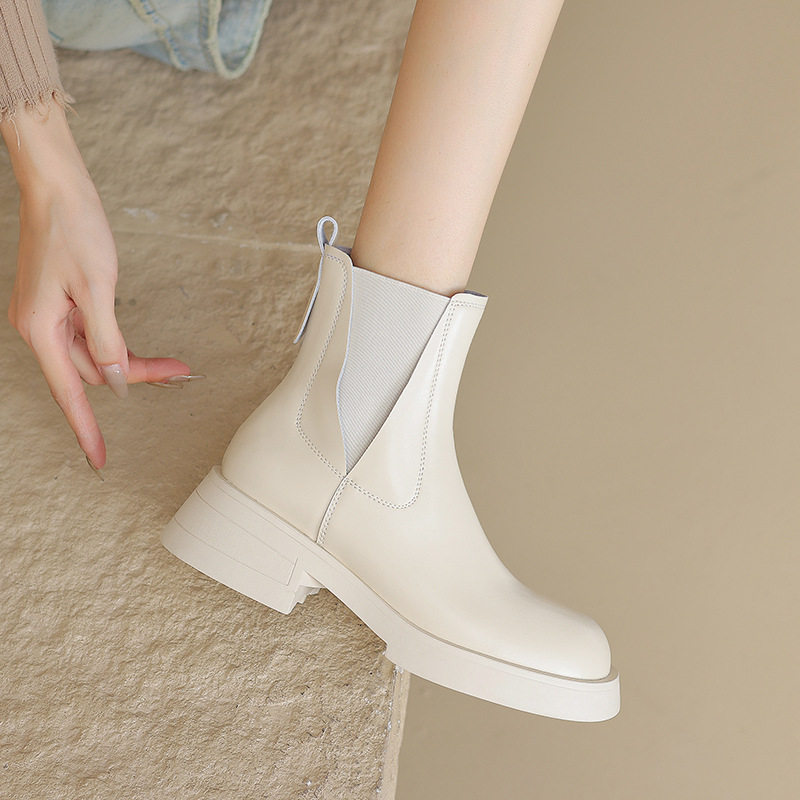冬季时尚粗跟切尔西靴子里外全皮百搭短靴米白色加绒套筒时装靴女,户外/登山/野营/旅行用品,登山鞋/徒步鞋,淘宝优惠券,粉丝福利购,淘宝优惠卷