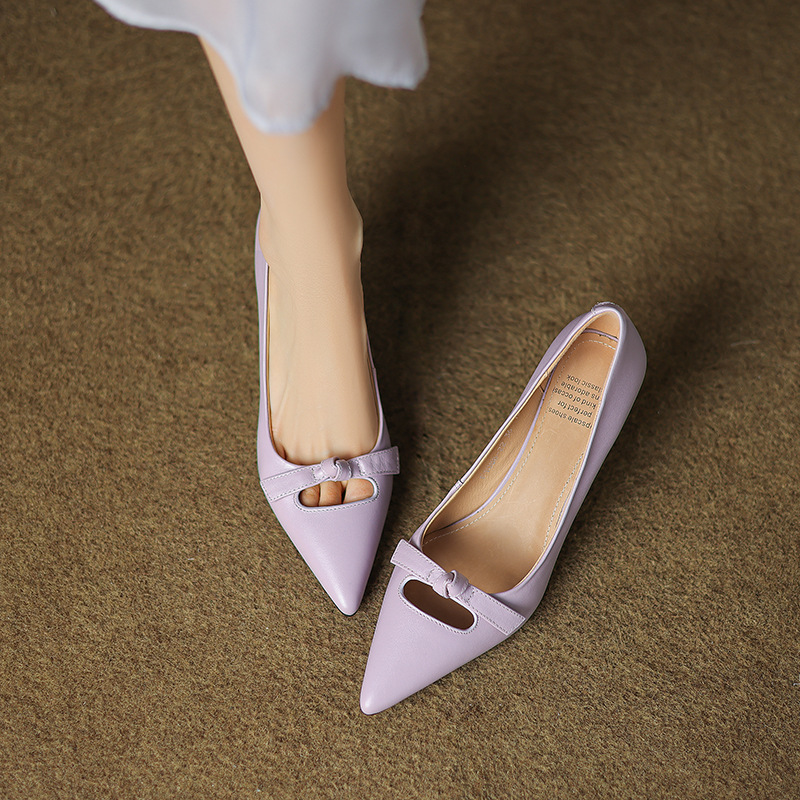 法式气质裸色高跟鞋女夏小众设计感细跟小香风职业不累脚尖头单鞋