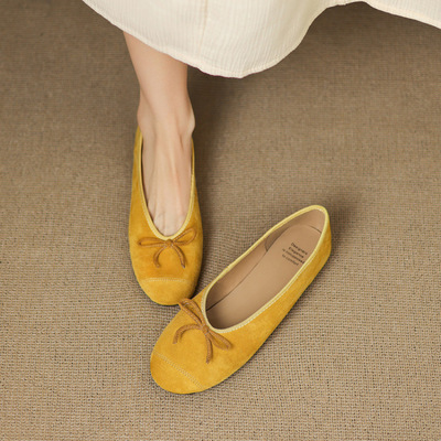 软底豆豆鞋耙耙鞋四季瓢鞋学院风蝴蝶结圆头平底玛丽珍小皮鞋女40