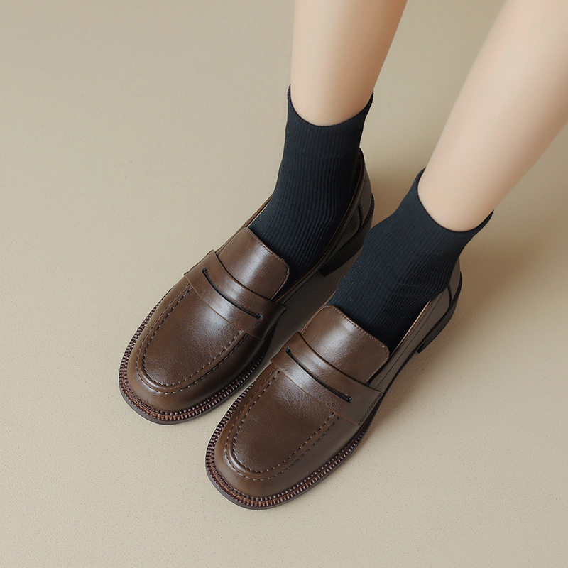 泰裤辣英伦风一脚蹬粗跟深口小皮鞋2023冬季圆头时尚百搭乐福鞋女,居家布艺,居家婚庆拖鞋,淘宝优惠券,粉丝福利购,淘宝优惠卷
