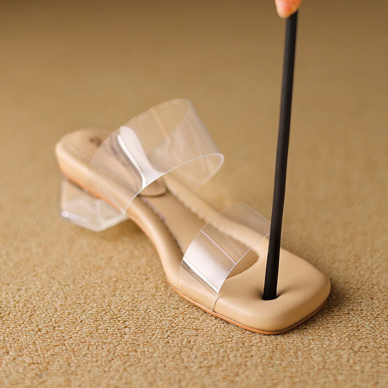 高跟鞋凉鞋女2025年夏季新款时尚透明中跟水晶鞋时装粗跟外穿拖鞋,女鞋,马丁靴,淘宝优惠券,粉丝福利购,淘宝优惠卷