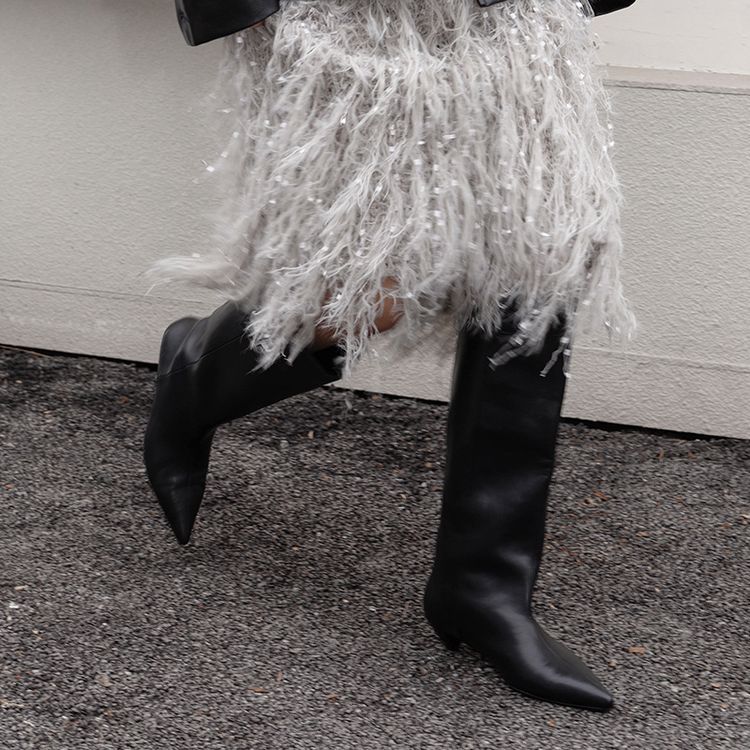 法式瘦瘦靴马丁靴小个子长靴女秋冬新款显瘦气质中跟骑士靴高筒靴