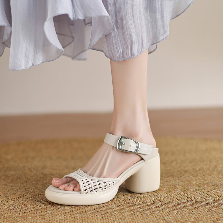 巨舒服超软小羊皮绝美编织凉鞋2025夏季新款高跟凉拖鞋外穿女鞋子