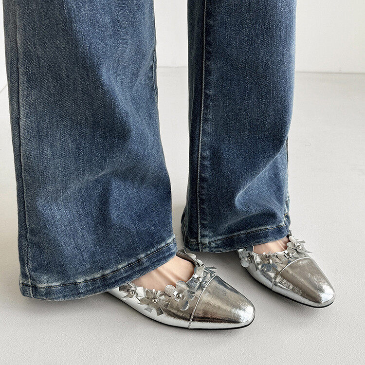 时尚小香风尖头浅口单鞋女2024新款低跟花朵气质通勤真皮平底鞋夏,居家布艺,居家婚庆拖鞋,淘宝优惠券,粉丝福利购,淘宝优惠卷