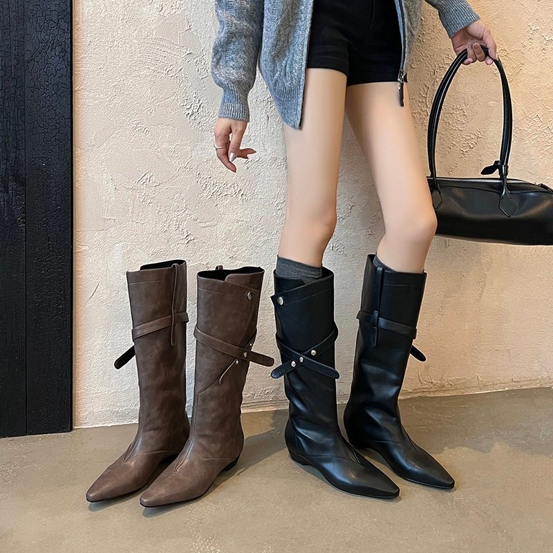 牛皮版~韩版尖头翻扣两穿粗跟西部牛仔靴女秋冬时尚宽筒堆堆靴子,户外/登山/野营/旅行用品,登山鞋/徒步鞋,淘宝优惠券,粉丝福利购,淘宝优惠卷