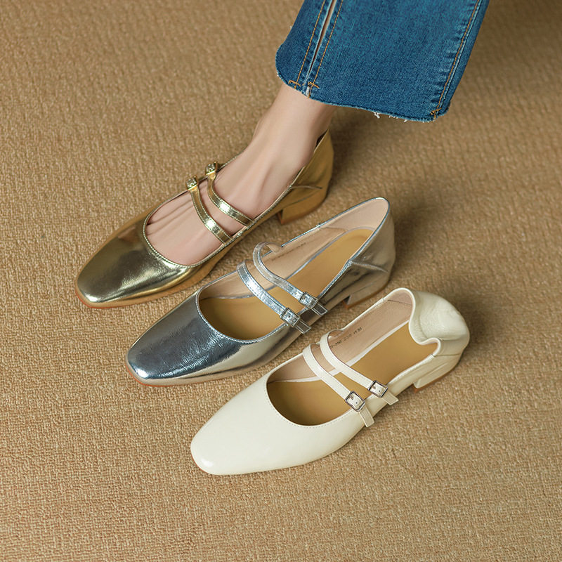 超软复古银色玛丽珍女鞋真皮一字扣带圆头浅口粗跟单鞋女2024新款,居家布艺,居家婚庆拖鞋,淘宝优惠券,粉丝福利购,淘宝优惠卷