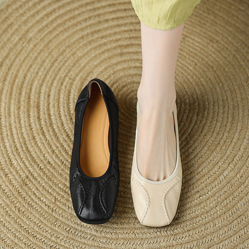法式软羊皮低跟奶奶鞋女春夏新款真皮舒适软底豆豆鞋方头浅口单鞋,运动/瑜伽/健身/球迷用品,广场舞鞋,淘宝优惠券,粉丝福利购,淘宝优惠卷