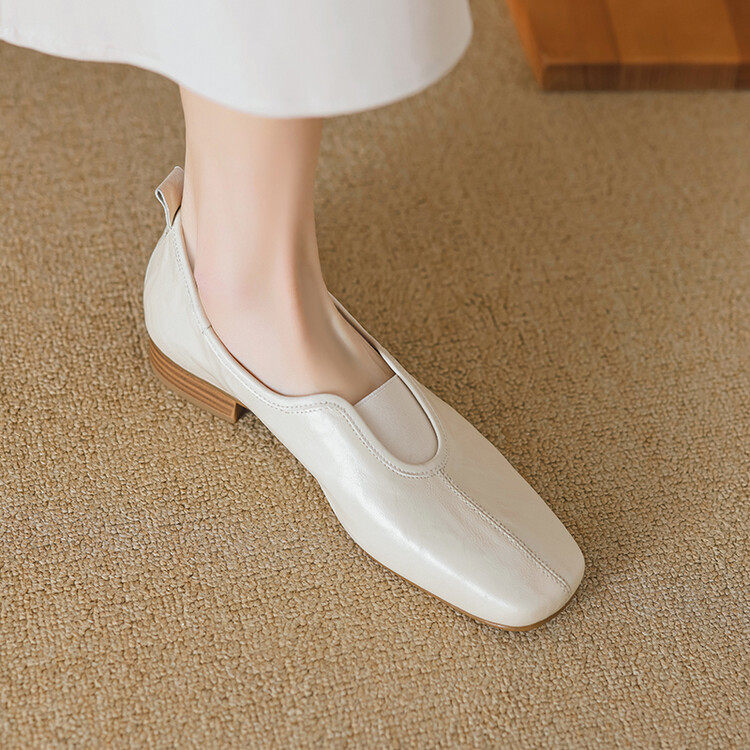 2025春新款米白色超软羊皮乐福鞋女英伦风平底鞋软底舒适深口单鞋,居家布艺,居家婚庆拖鞋,淘宝优惠券,粉丝福利购,淘宝优惠卷