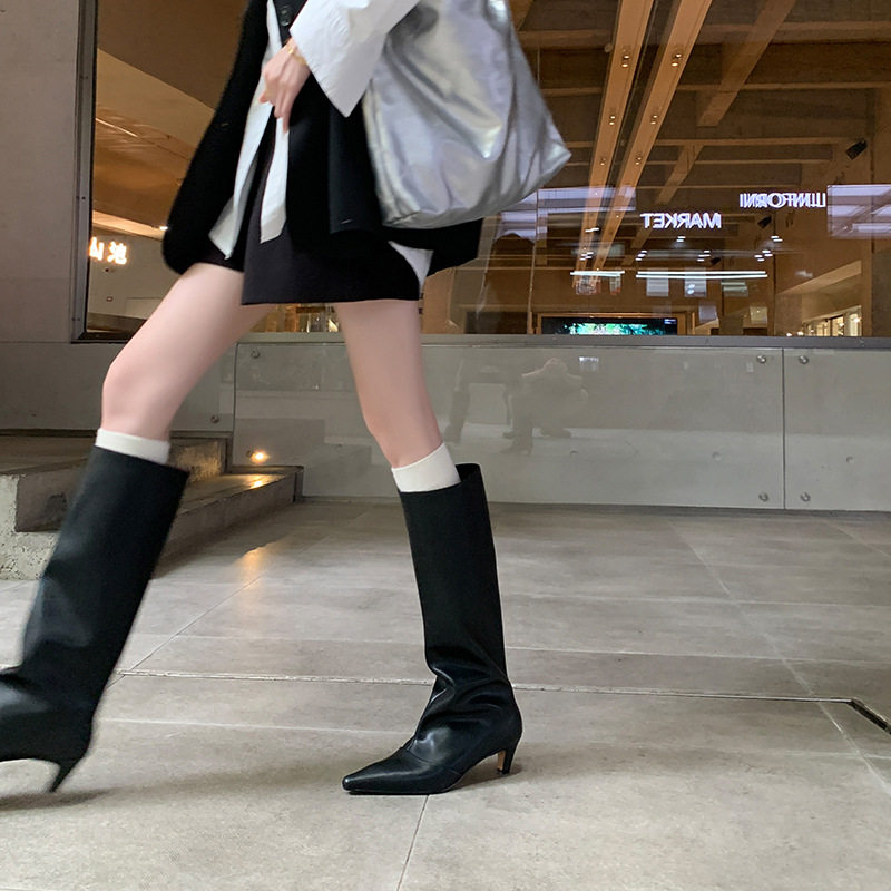 真皮法式复古尖头小猫跟裤腿裤管靴直筒丑丑靴平口宽筒高筒长靴女,童鞋/婴儿鞋/亲子鞋,帆布鞋,淘宝优惠券,粉丝福利购,淘宝优惠卷