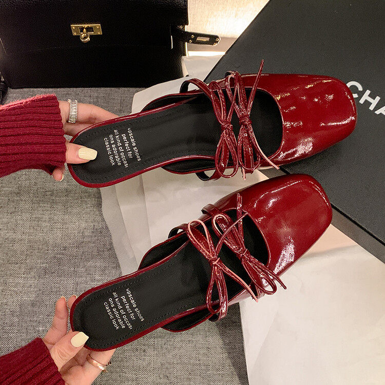 全皮双蝴蝶结外穿穆勒拖鞋2023夏季舒适平底牛皮包头凉鞋女42大码,运动/瑜伽/健身/球迷用品,广场舞鞋,淘宝优惠券,粉丝福利购,淘宝优惠卷